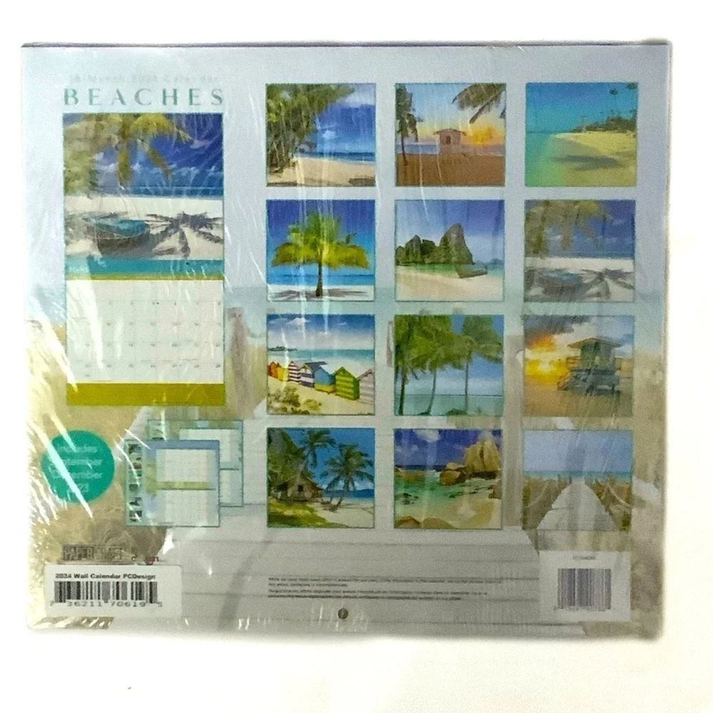 Calendar 2024 Tropical Beaches 16 Months Full Size Wall Calendar Gift 12 X 22 In